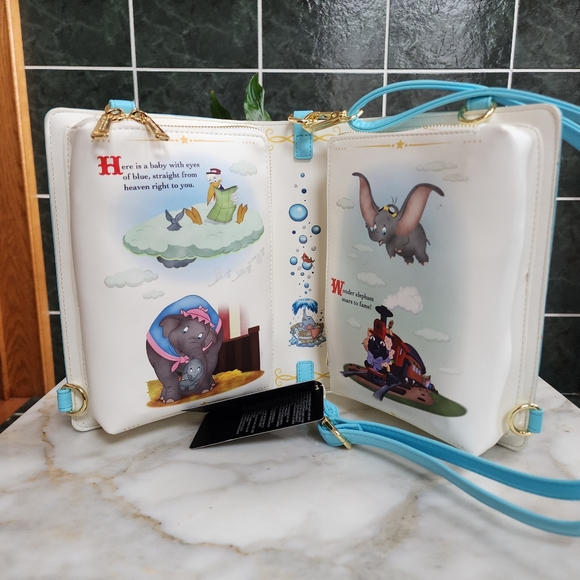 Loungefly Dumbo Storybook Convertible Backpack and Crossbody Bag - Picture 12 of 15